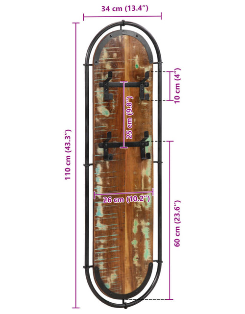 Încărcați imaginea în vizualizatorul Galerie, Cuier de haine de perete 4 cârlige, 2 buc., lemn masiv reciclat
