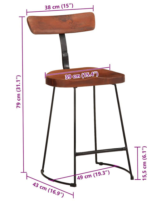 Загрузите изображение в средство просмотра галереи, Scaune de bar 2 buc 49x43x79 cm lemn masiv de mango
