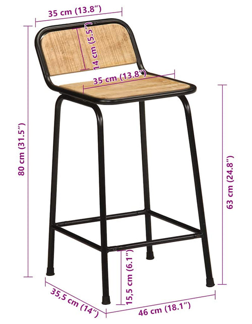 Загрузите изображение в средство просмотра галереи, Scaune de bar 2 buc 46x35,5x80 cm Lemn masiv Mango brut
