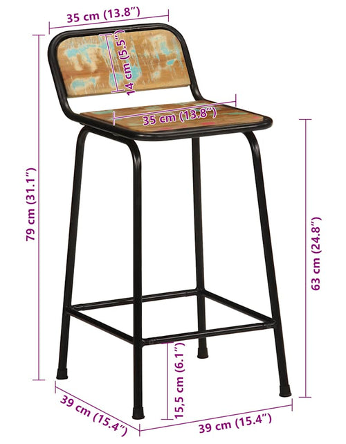 Загрузите изображение в средство просмотра галереи, Scaune de bar 2 buc 46x35,5x80 cm lemn masiv recuperat
