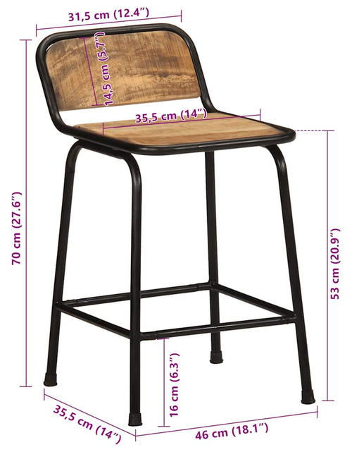 Загрузите изображение в средство просмотра галереи, Scaune de bar 2 buc 46x35,5x70 cm Lemn masiv Mango brut
