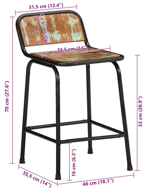 Загрузите изображение в средство просмотра галереи, Scaune de bar 2 buc 46x35,5x70 cm lemn masiv recuperat
