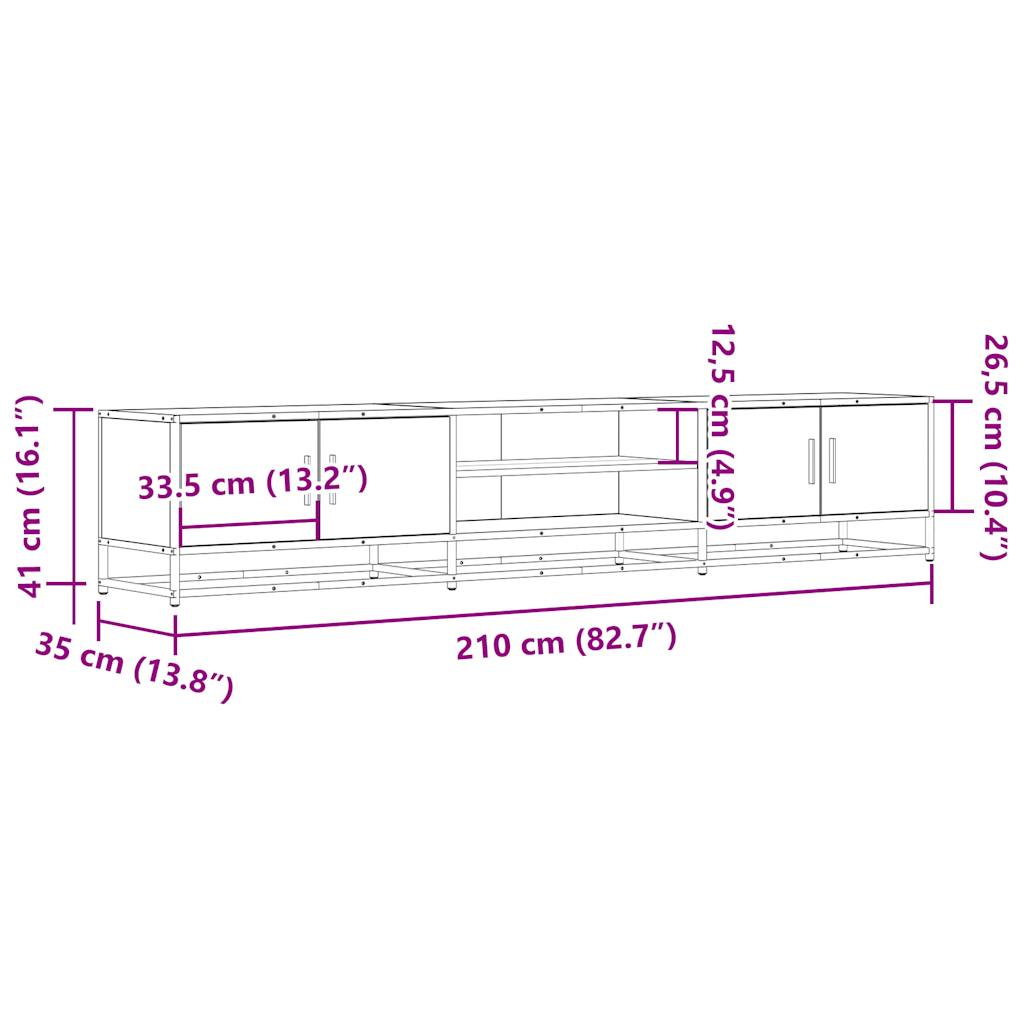 Dulap TV, negru, 210x35x41 cm, lemn prelucrat