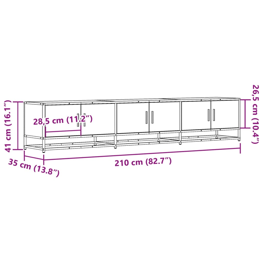 Dulap TV, stejar sonoma, 210x35x41 cm, lemn prelucrat