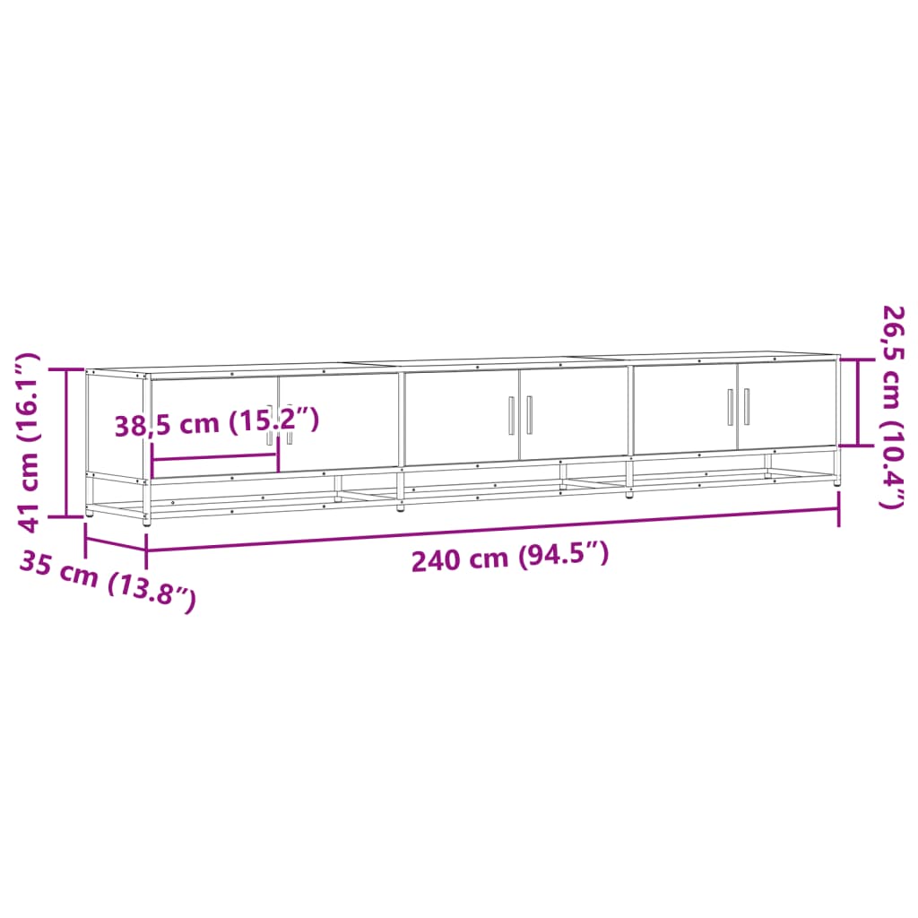 Dulap TV, negru, 240x35x41 cm, lemn prelucrat