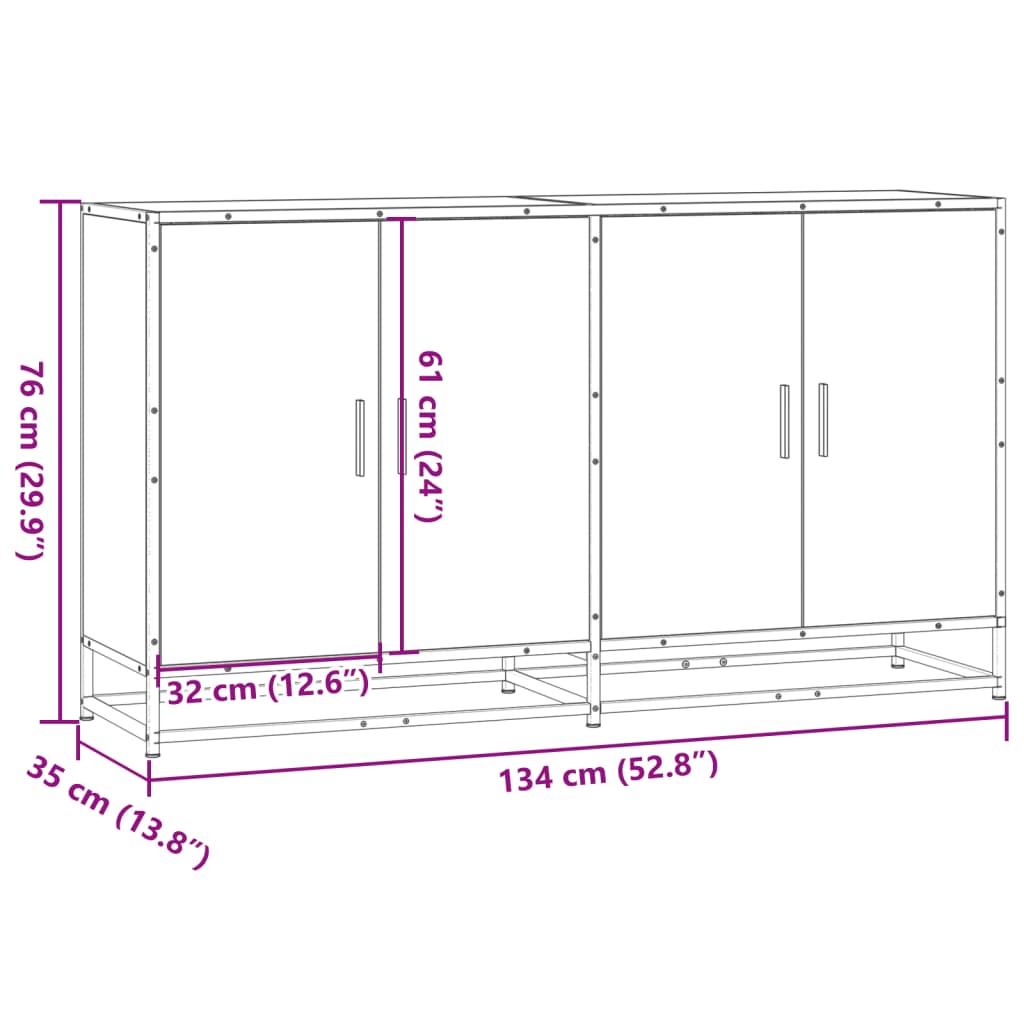 Dulap, gri sonoma, 134x35x76 cm, lemn prelucrat