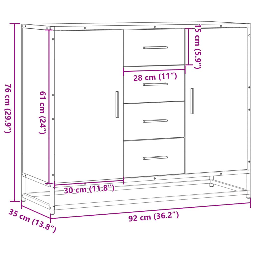 Dulap, stejar sonoma, 92x35x76 cm, lemn prelucrat