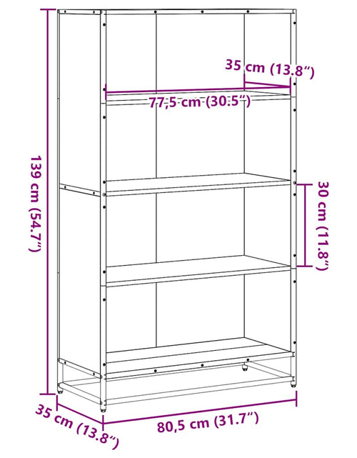 Încărcați imaginea în vizualizatorul Galerie, Bibliotecă, stejar sonoma, 80,5x35x139 cm, lemn prelucrat
