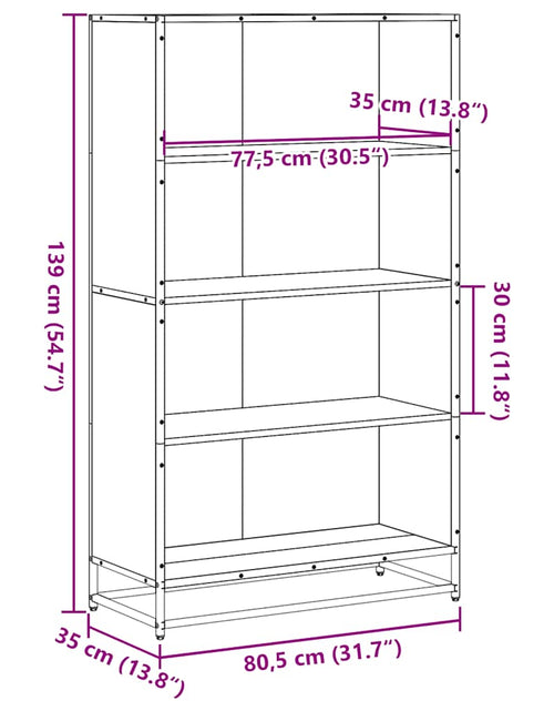 Încărcați imaginea în vizualizatorul Galerie, Bibliotecă, gri sonoma, 80,5x35x139 cm, lemn prelucrat
