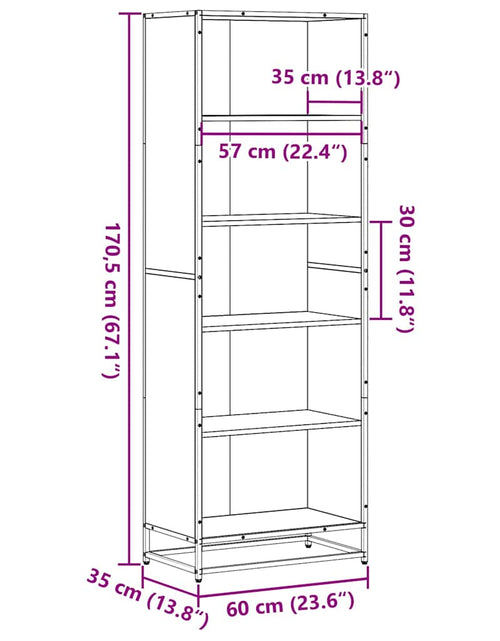 Încărcați imaginea în vizualizatorul Galerie, Bibliotecă, gri sonoma, 60x35x170,5 cm, lemn prelucrat
