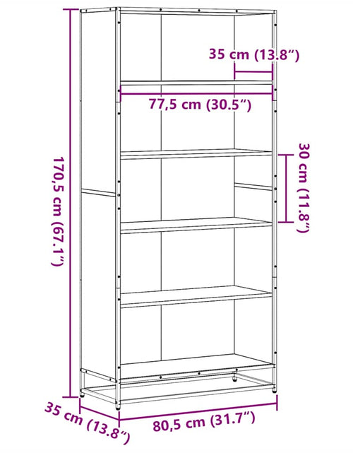 Încărcați imaginea în vizualizatorul Galerie, Bibliotecă, stejar afumat, 80,5x35x170,5 cm, lemn prelucrat
