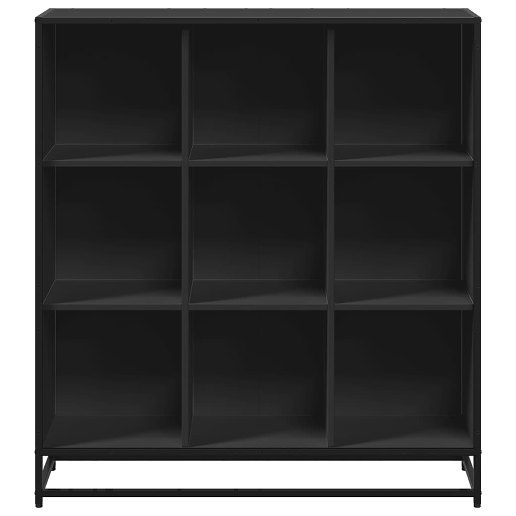 Bibliotecă, negru, 97,5x33x107,5 cm, lemn prelucrat și metal