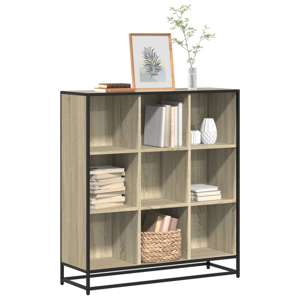 Bibliotecă stejar sonoma 97,5x33x107,5 cm, lemn prelucrat/metal