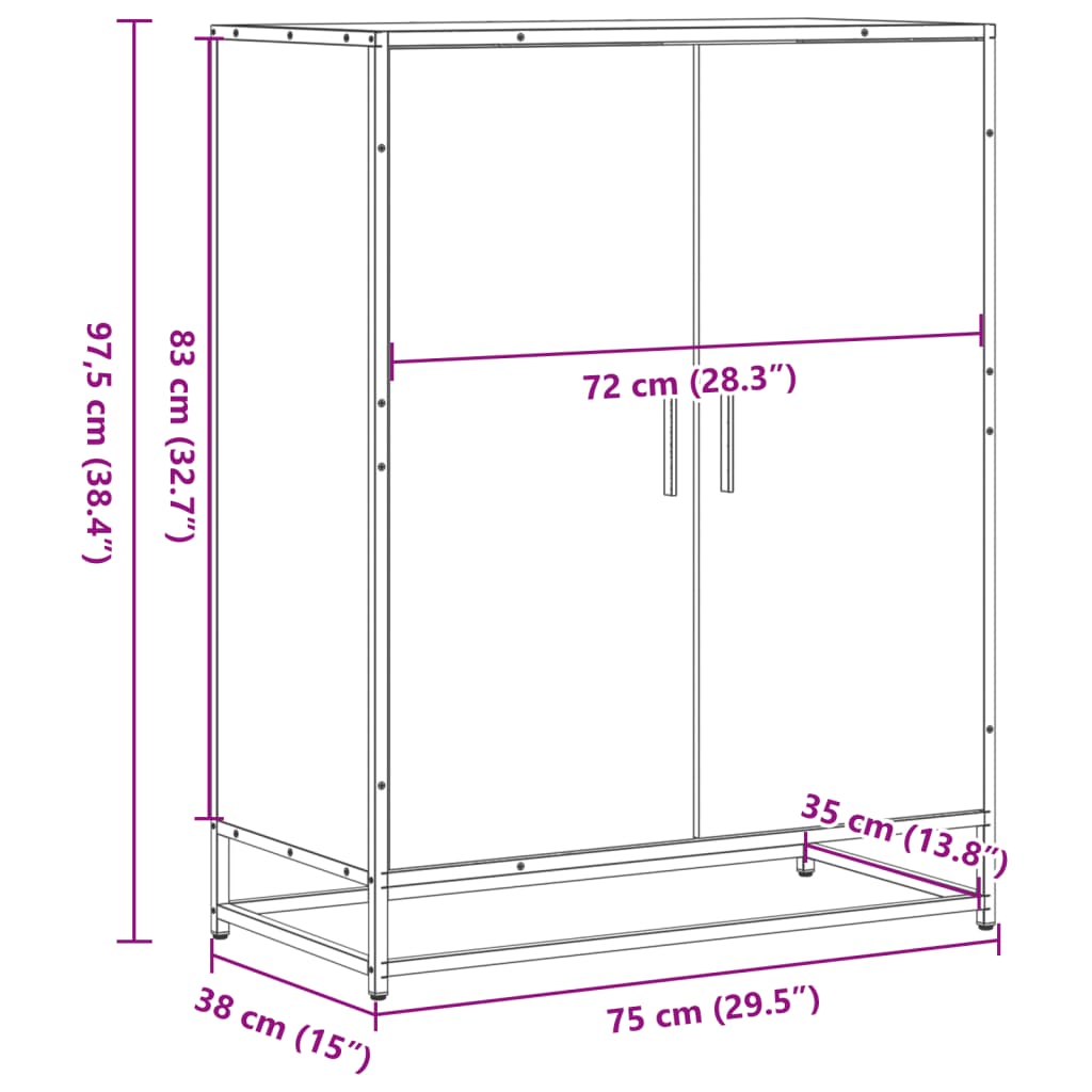 Pantofar, negru, 75x38x97,5 cm, lemn prelucrat/metal