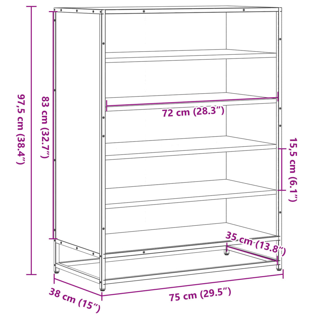 Pantofar, negru, 75x38x97,5 cm, lemn prelucrat/metal