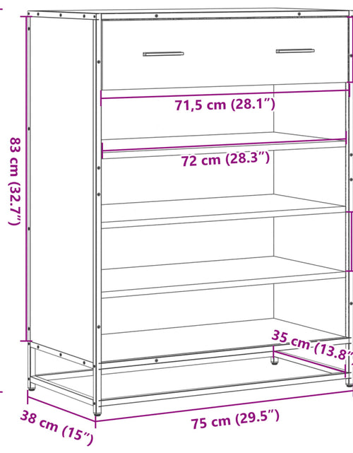 Загрузите изображение в средство просмотра галереи, Pantofar, stejar sonoma, 75x38x97,5 cm, lemn prelucrat/metal
