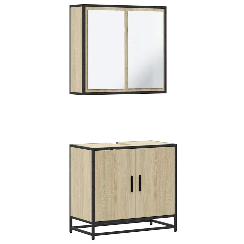 Set mobilier de baie, 2 piese, stejar sonoma, lemn prelucrat