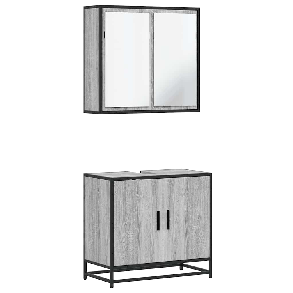 Set mobilier de baie, 2 piese, gri sonoma, lemn prelucrat