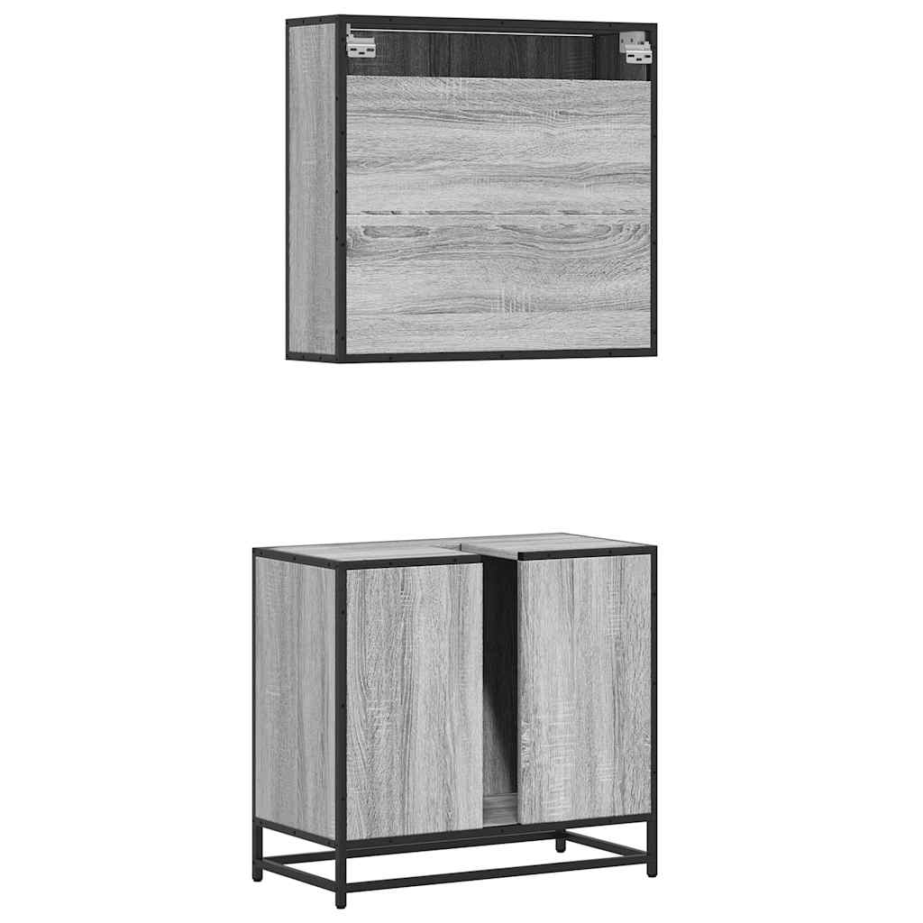 Set mobilier de baie, 2 piese, gri sonoma, lemn prelucrat