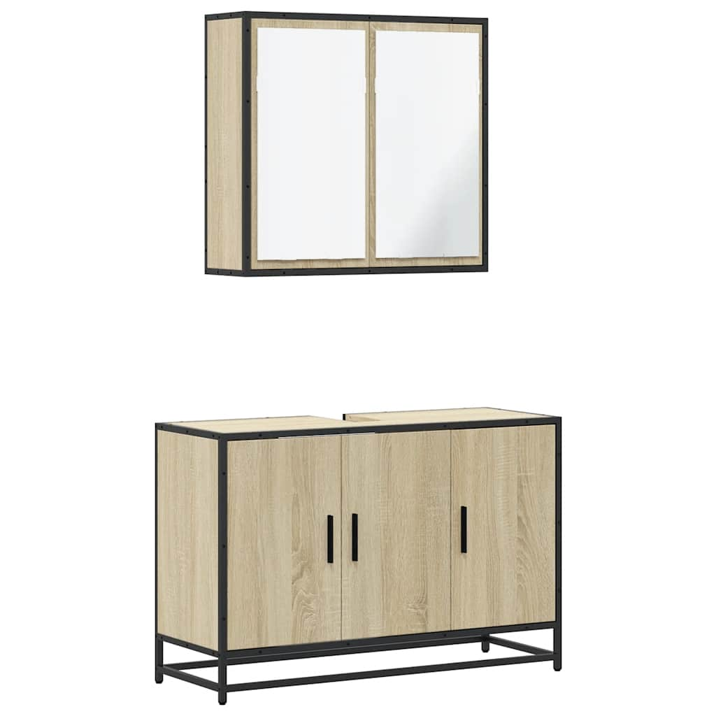 Set mobilier de baie, 2 piese, stejar sonoma, lemn prelucrat