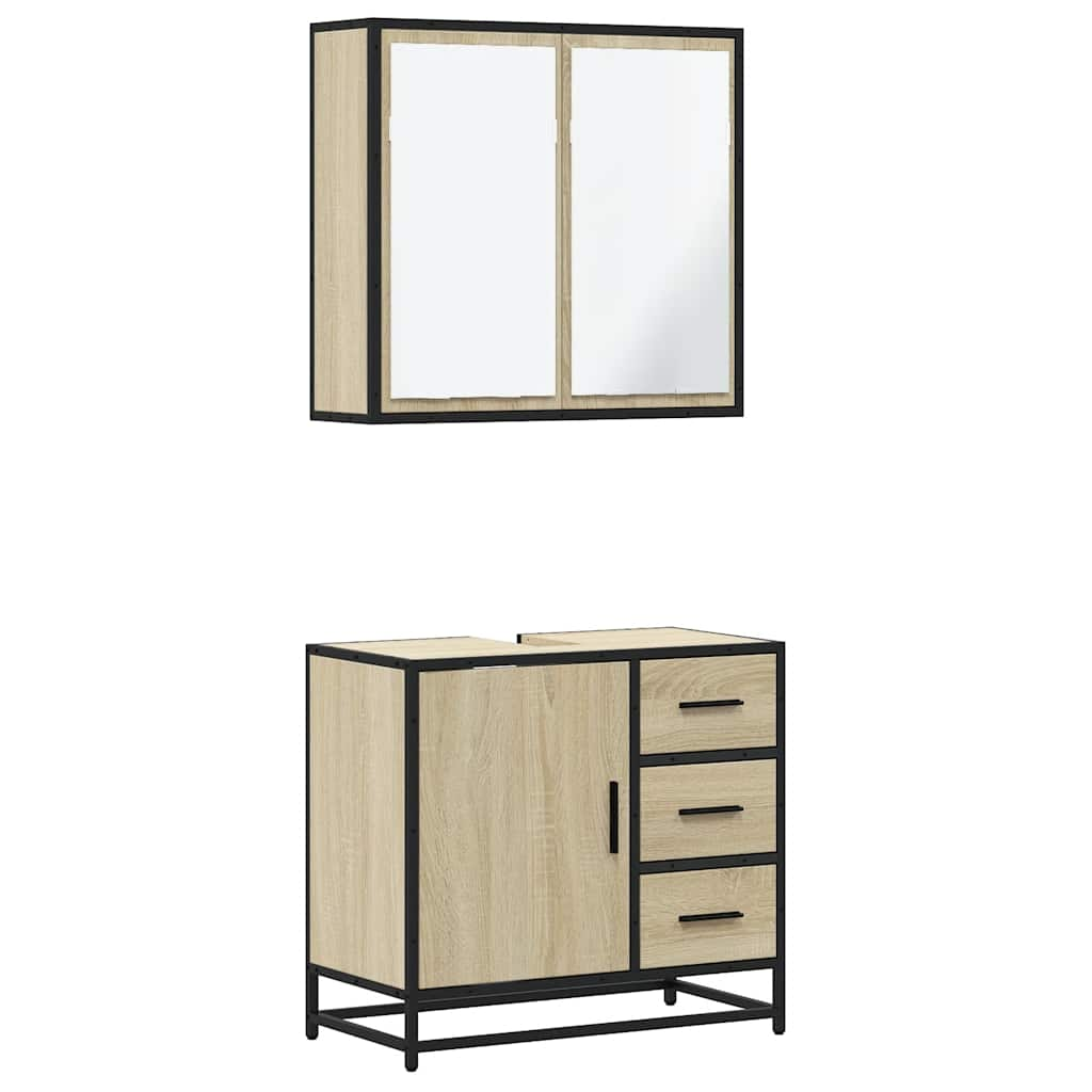 Set mobilier de baie, 2 piese, stejar sonoma, lemn prelucrat