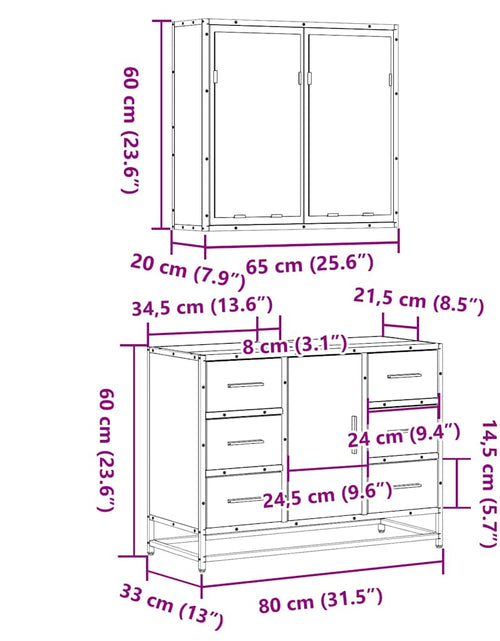 Încărcați imaginea în vizualizatorul Galerie, Set mobilier de baie, 2 piese, negru, lemn compozit
