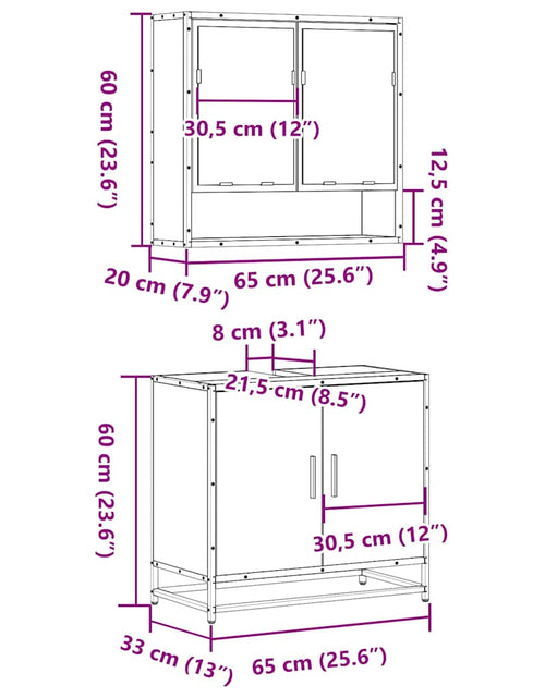 Загрузите изображение в средство просмотра галереи, Set mobilier de baie, 2 piese, negru, lemn compozit
