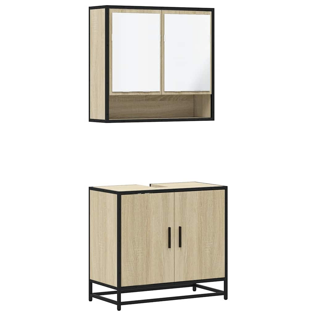 Set mobilier de baie, 2 piese, stejar sonoma, lemn prelucrat