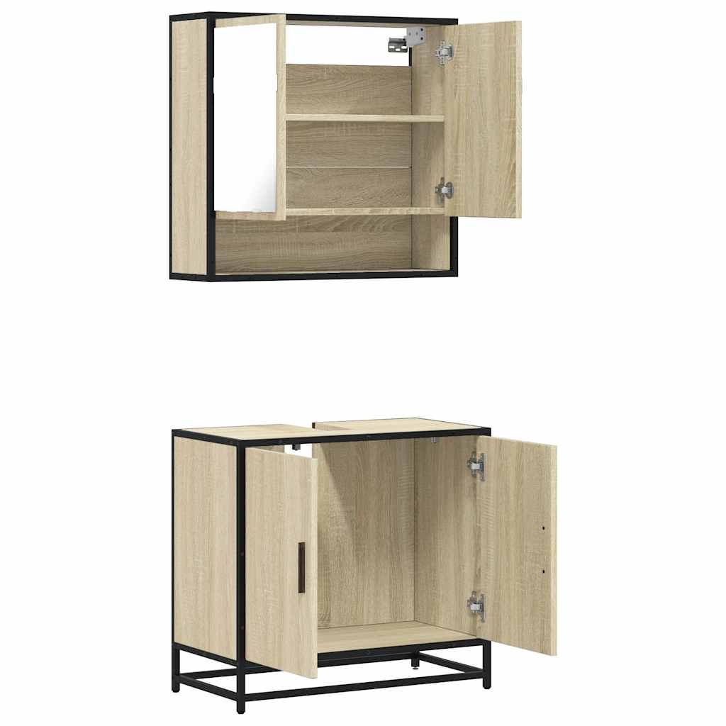 Set mobilier de baie, 2 piese, stejar sonoma, lemn prelucrat