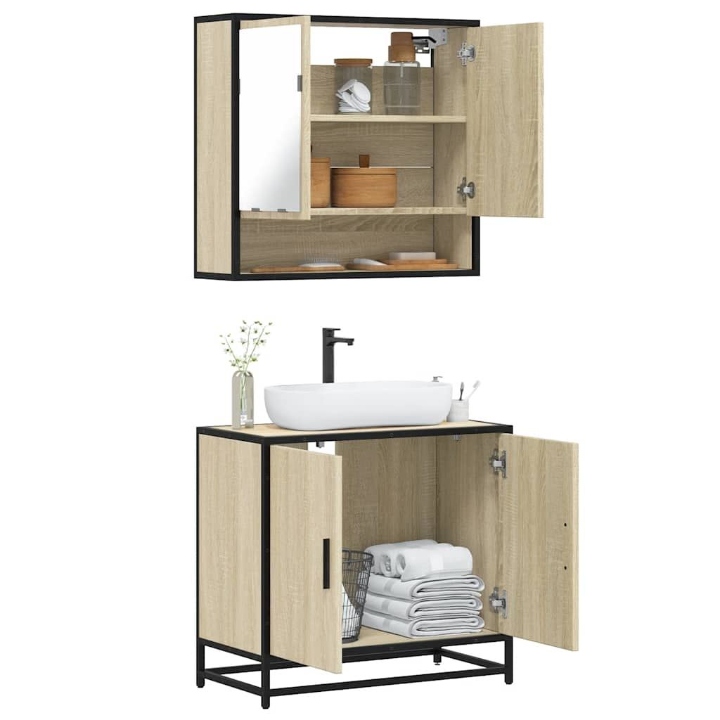 Set mobilier de baie, 2 piese, stejar sonoma, lemn prelucrat