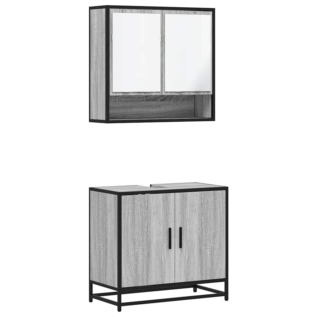 Set mobilier de baie, 2 piese, gri sonoma, lemn prelucrat