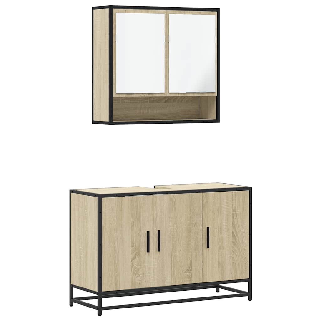 Set mobilier de baie, 2 piese, stejar sonoma, lemn prelucrat