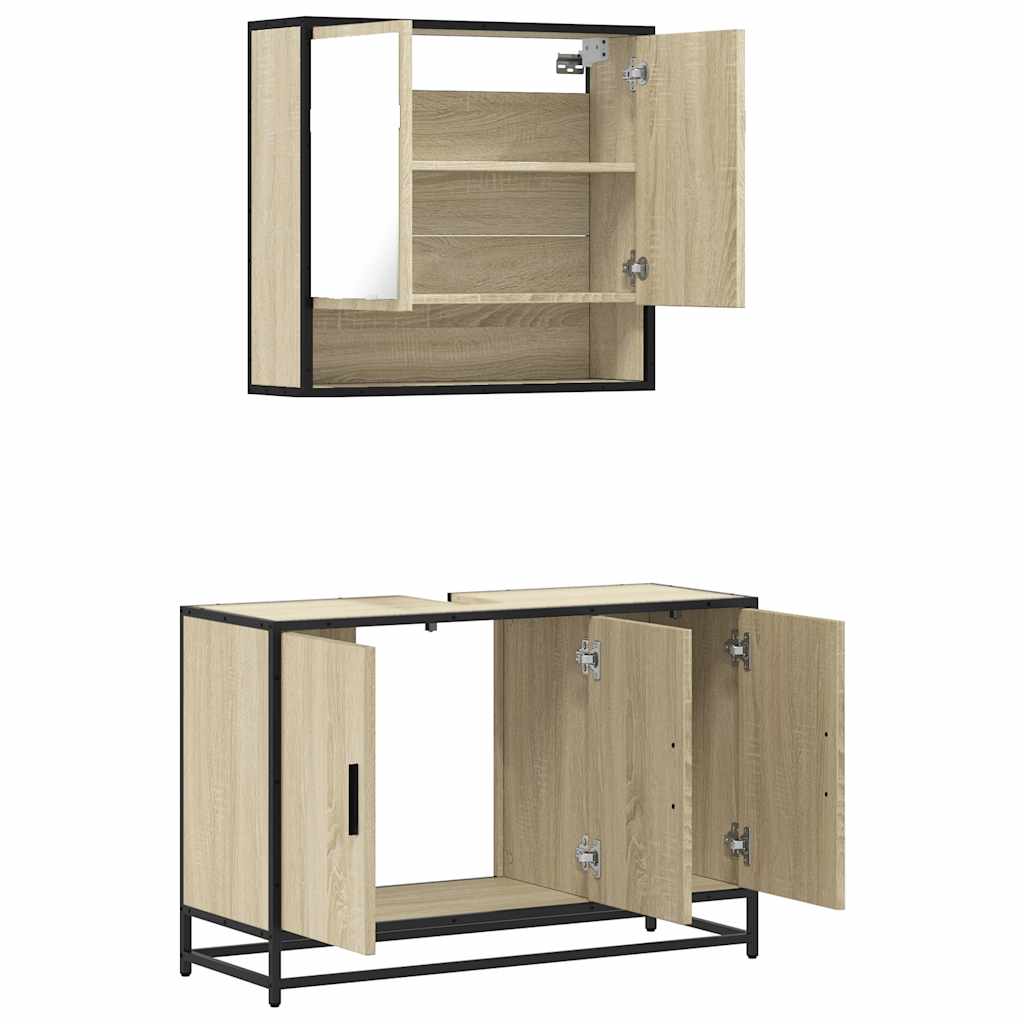 Set mobilier de baie, 2 piese, stejar sonoma, lemn prelucrat