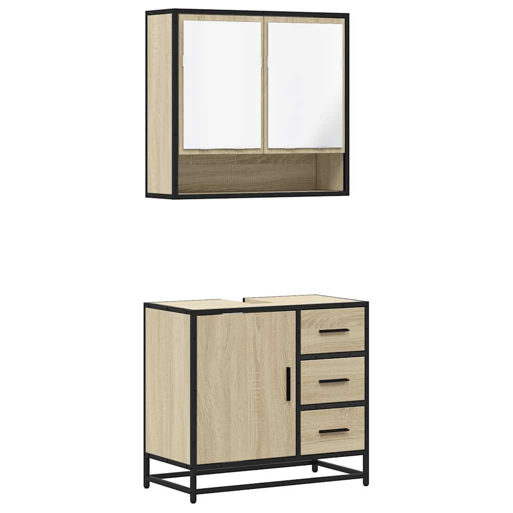 Set mobilier de baie, 2 piese, stejar sonoma, lemn prelucrat