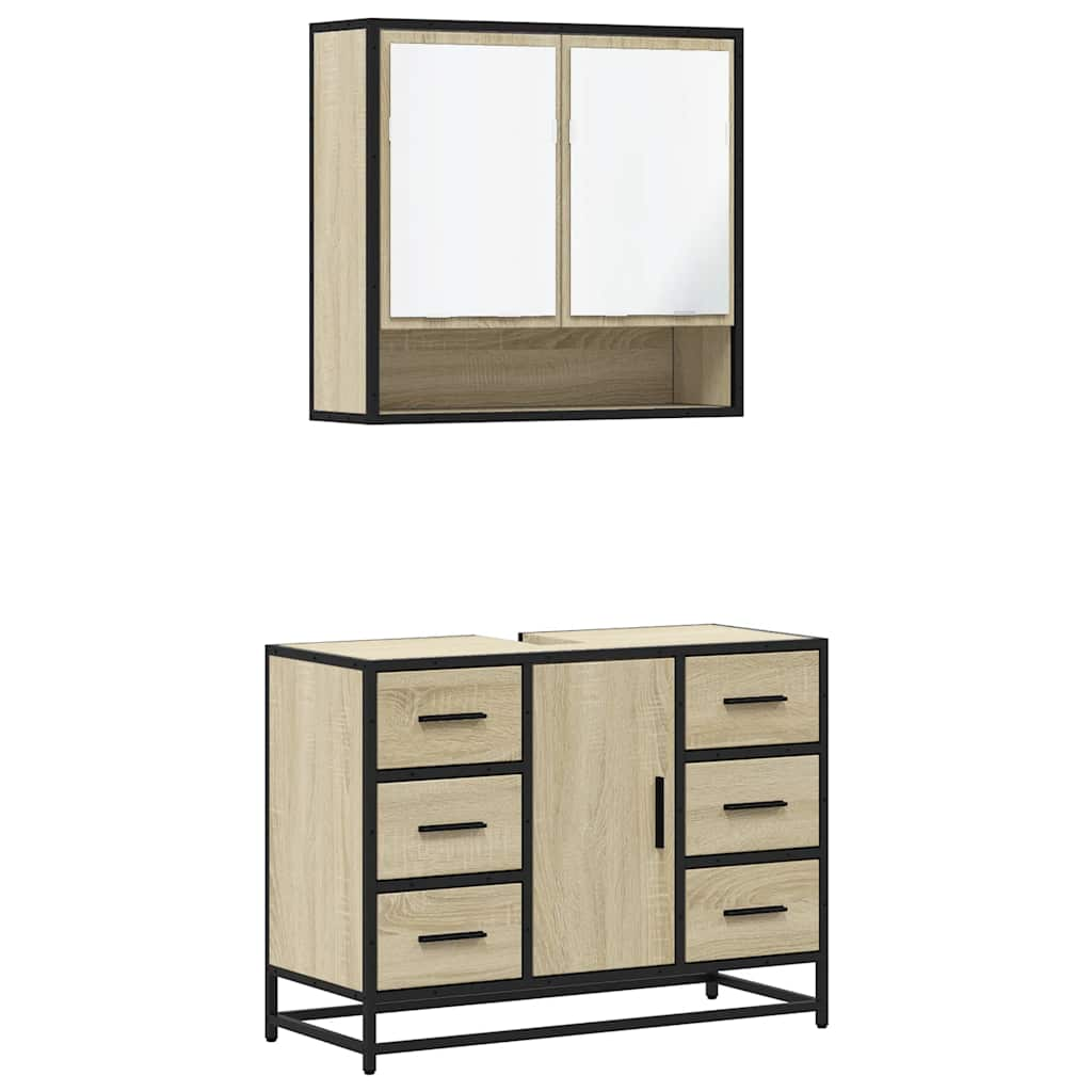 Set mobilier de baie, 2 piese, stejar sonoma, lemn prelucrat