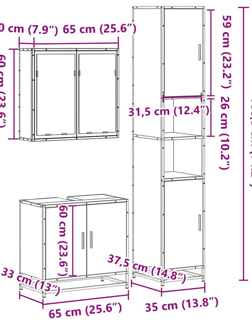 Încărcați imaginea în vizualizatorul Galerie, Set mobilier de baie, 3 piese, negru, lemn compozit
