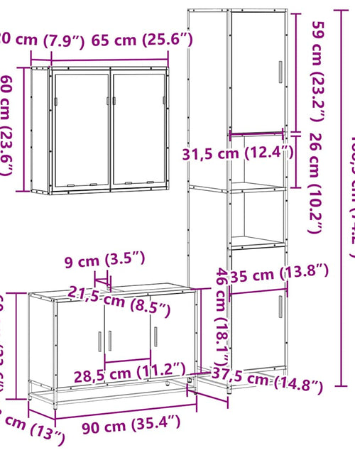 Încărcați imaginea în vizualizatorul Galerie, Set mobilier de baie, 3 piese, negru, lemn compozit
