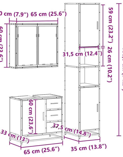 Încărcați imaginea în vizualizatorul Galerie, Set mobilier de baie, 3 piese, negru, lemn compozit
