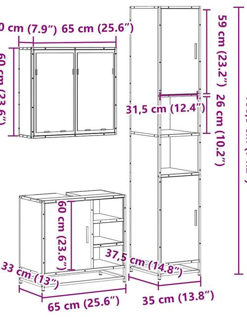 Încărcați imaginea în vizualizatorul Galerie, Set mobilier de baie, 3 piese, negru, lemn compozit
