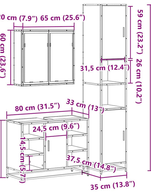 Încărcați imaginea în vizualizatorul Galerie, Set mobilier de baie, 3 piese, negru, lemn compozit
