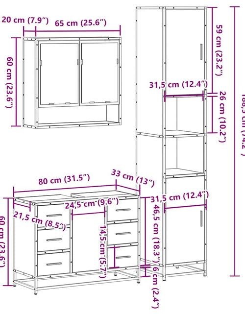 Încărcați imaginea în vizualizatorul Galerie, Set mobilier de baie, 3 piese, negru, lemn compozit
