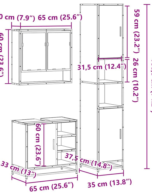 Încărcați imaginea în vizualizatorul Galerie, Set mobilier de baie, 3 piese, negru, lemn compozit
