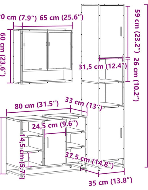 Încărcați imaginea în vizualizatorul Galerie, Set mobilier de baie, 3 piese, negru, lemn compozit
