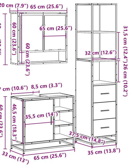 Încărcați imaginea în vizualizatorul Galerie, Set mobilier de baie, 3 piese, negru, lemn compozit
