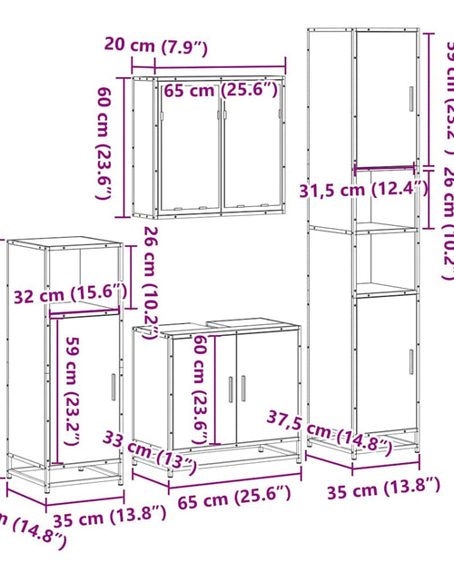 Încărcați imaginea în vizualizatorul Galerie, Set de mobilier de baie 4 piese Lemn negru prelucrat
