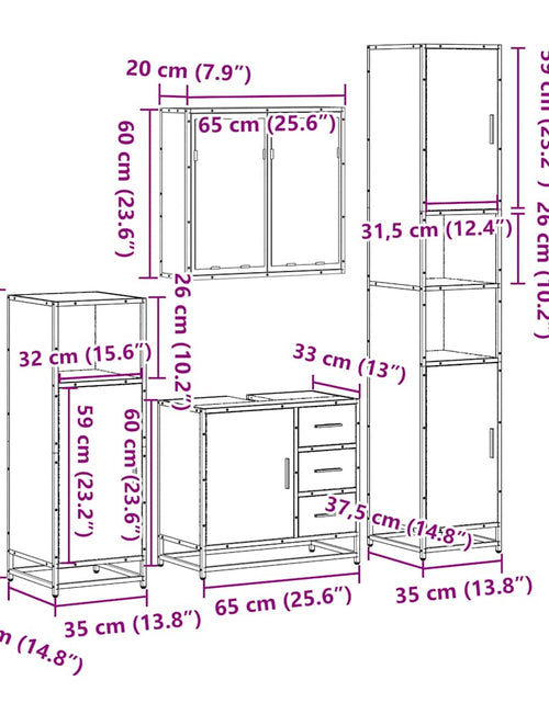 Încărcați imaginea în vizualizatorul Galerie, Set de mobilier de baie 4 piese Lemn negru prelucrat
