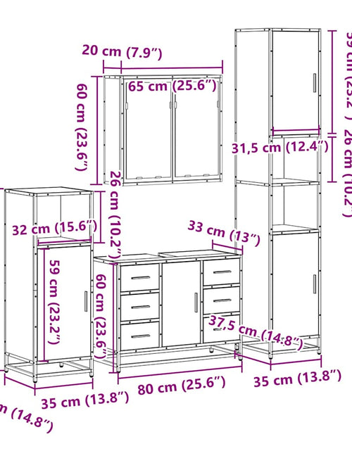 Încărcați imaginea în vizualizatorul Galerie, Set de mobilier de baie 4 piese Lemn negru prelucrat
