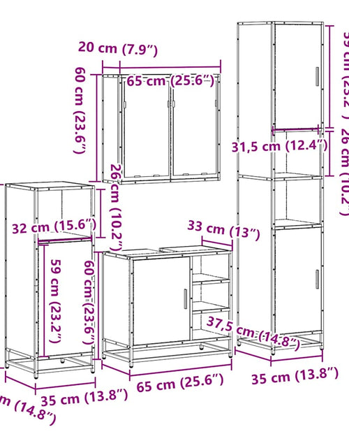 Încărcați imaginea în vizualizatorul Galerie, Set de mobilier de baie 4 piese Lemn negru prelucrat
