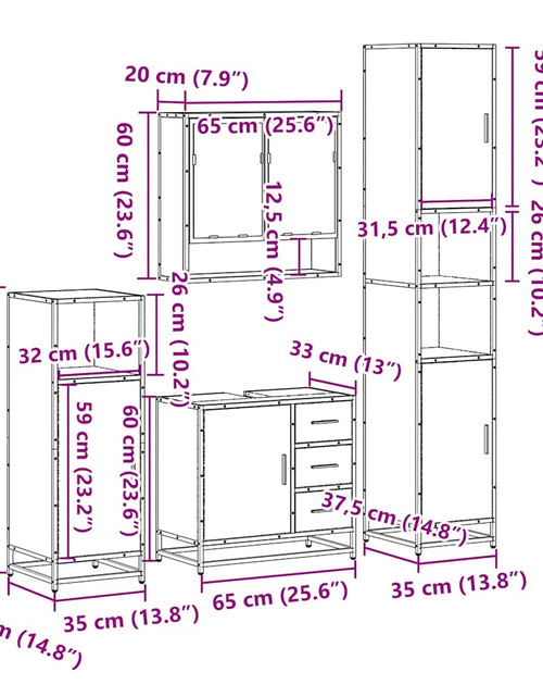 Încărcați imaginea în vizualizatorul Galerie, Set de mobilier de baie 4 piese Lemn negru prelucrat
