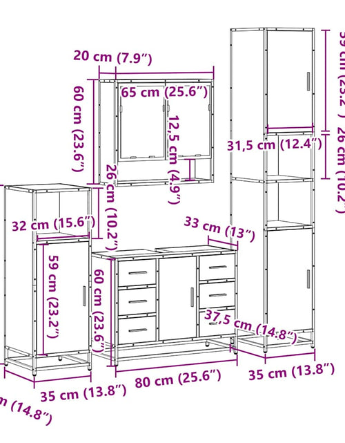 Загрузите изображение в средство просмотра галереи, Set de mobilier de baie 4 piese Lemn stratificat gri Sonoma
